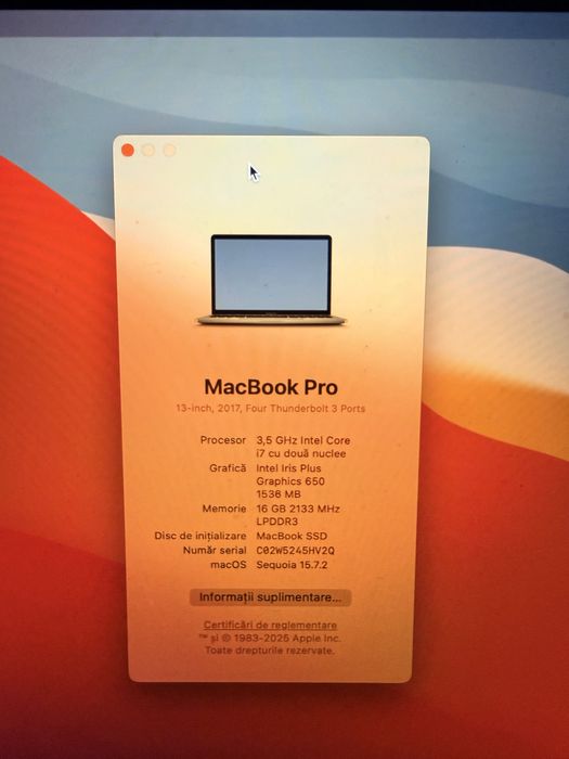 Macbook Pro Touchbar 2017 i7 16 GB