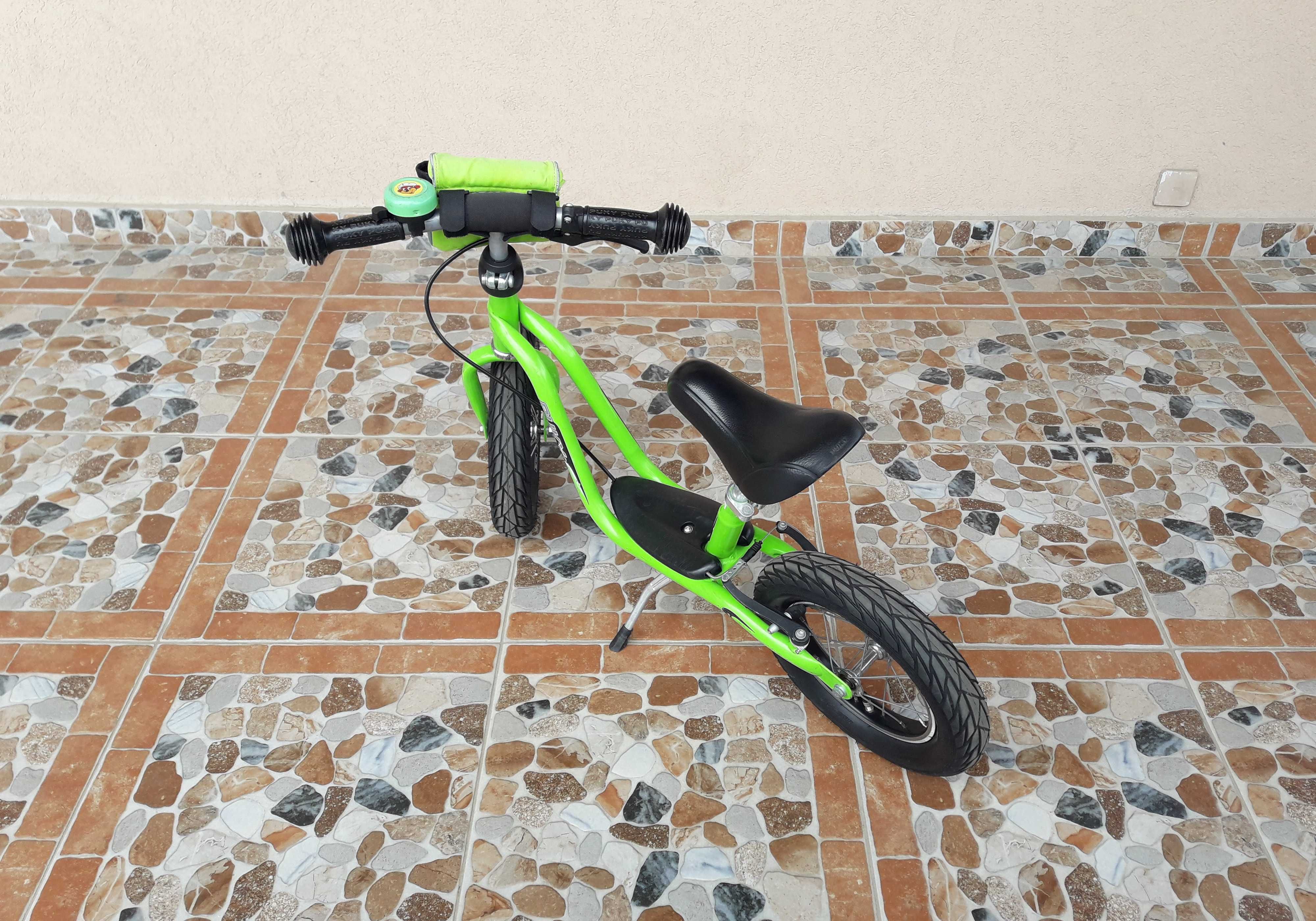 Bicicletă copii fără pedale 12’ PUKY LR XL - verde, BONUS clopot
