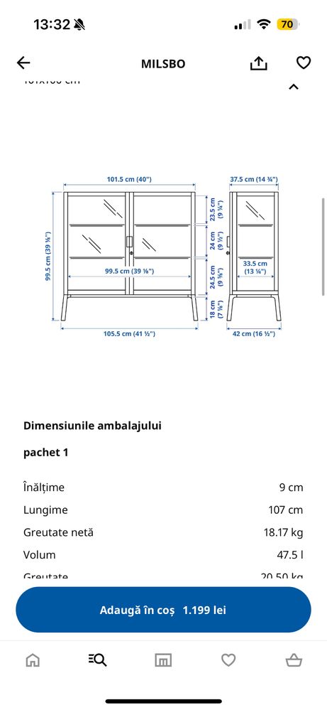 Vitrina Milsbo Ikea antracit