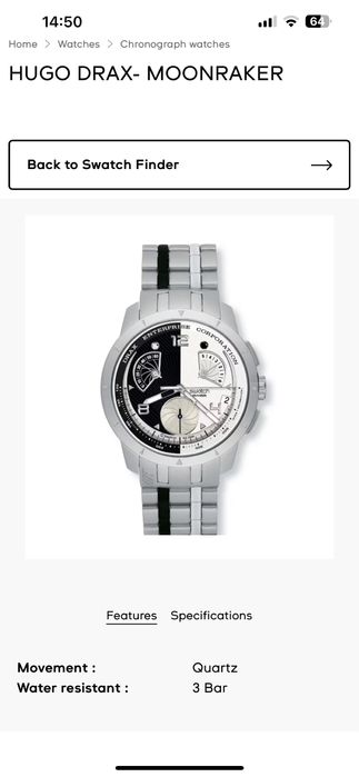 Ceas Swatch YRS410G JAMES BOND 007 Hugo Drax Moonraker