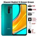 Telefon Xiaomi Redmi 9 64GB 4G Green Dual Sim 6.53inch 4GB Nou Sigilat