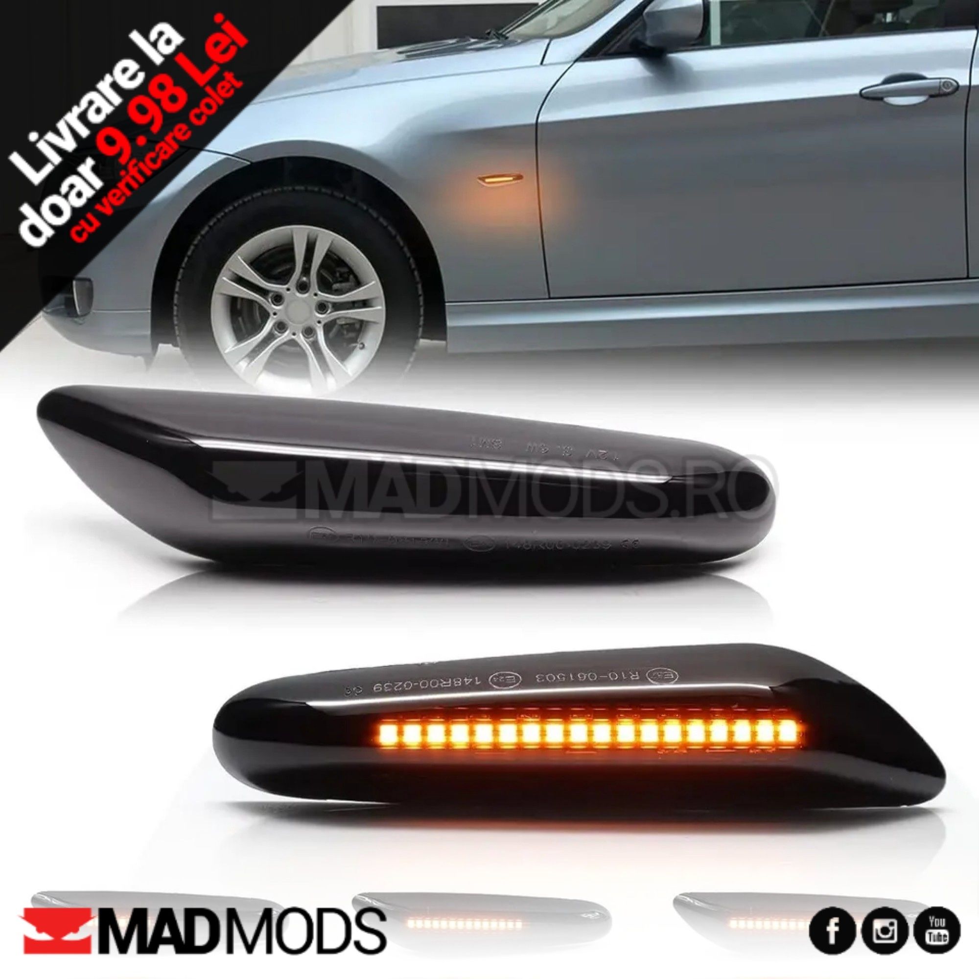 Semnalizari aripa LED dinamice BMW E46 E60 E82 E87 E88 E90 E91 E92 E93