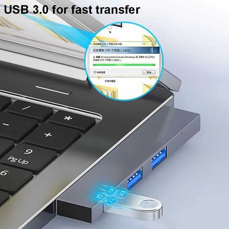 Разветвитель USB Type-C на 4 порта, 3,0 дюйма, OTG