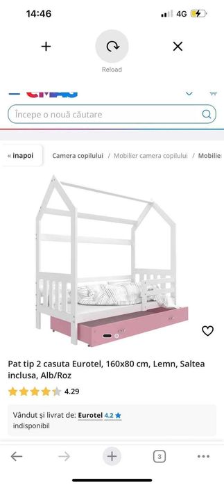 Pat fetita nou, tip casuta