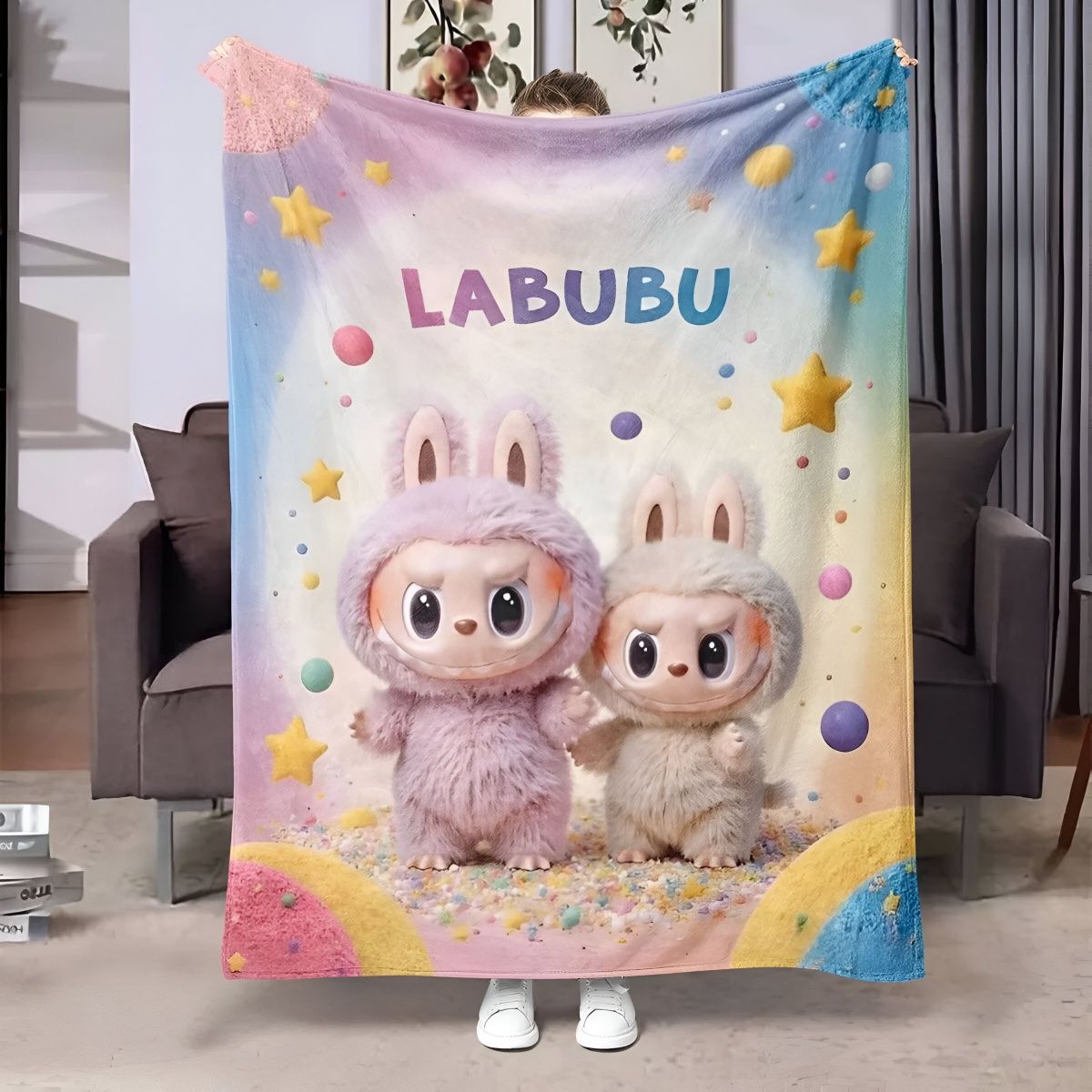 Покрывало Labubu. Размер 150×100 см