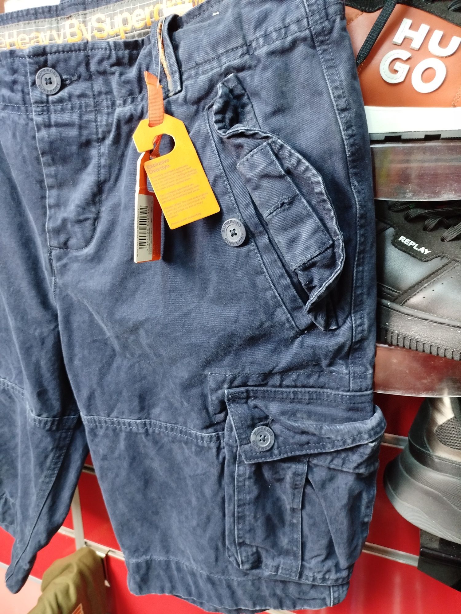 Оригинални къси карго панталони Superdry нови мъжки сини