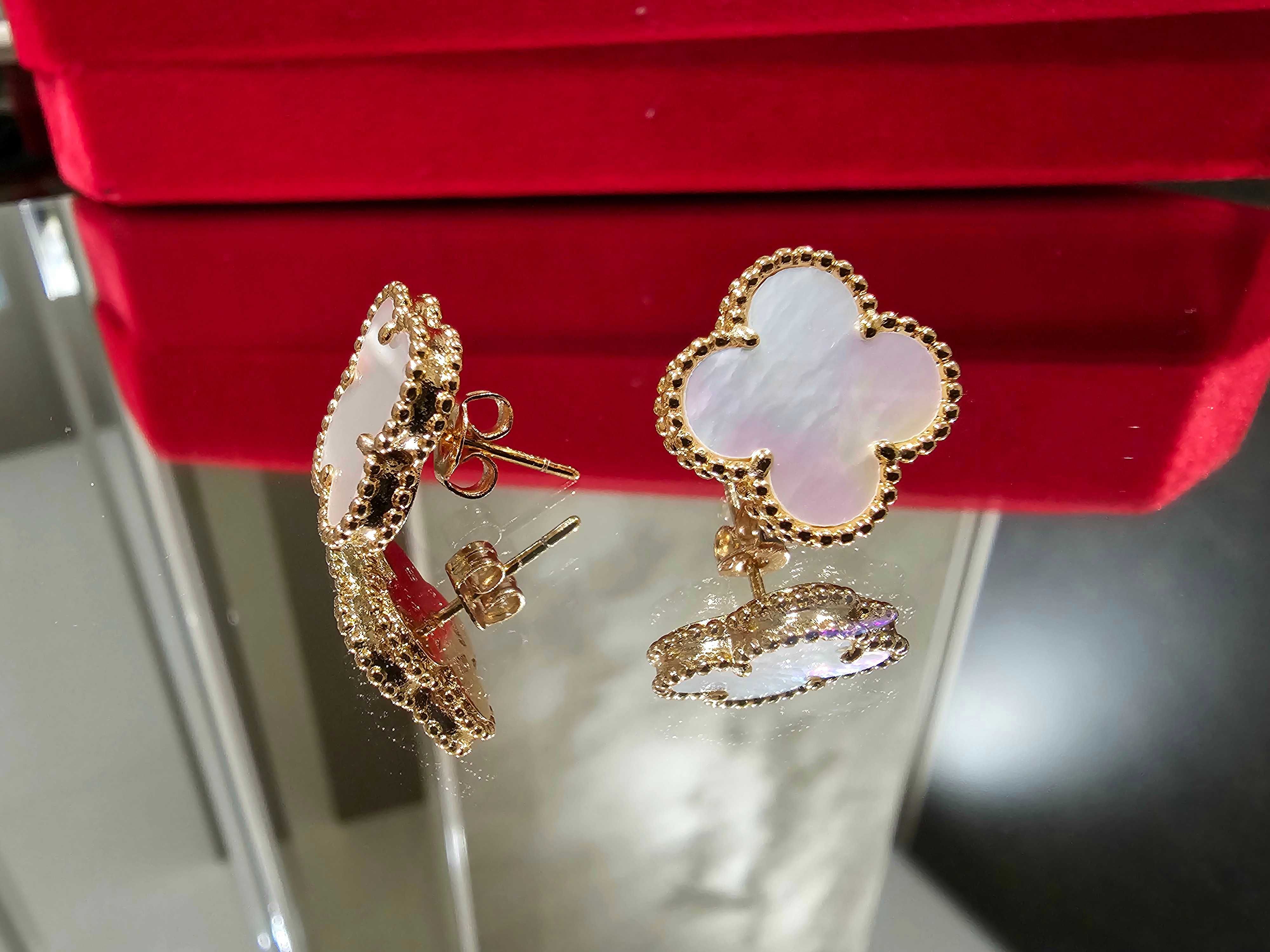 Van Cleef & Arpels VCA Rose Mother Pearl Alhambra Clover Дамски Обеци