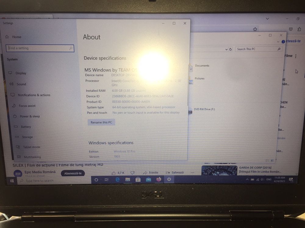 Laptop Dell , Intel i5, 4 gb ram,500 gb, bluetooth, webcam,f.ieftin
