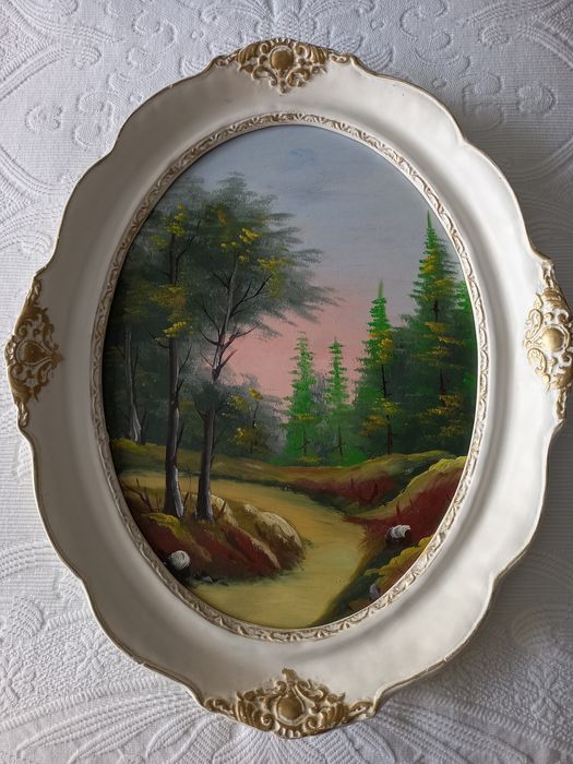 Tablou pictat pe placaj.