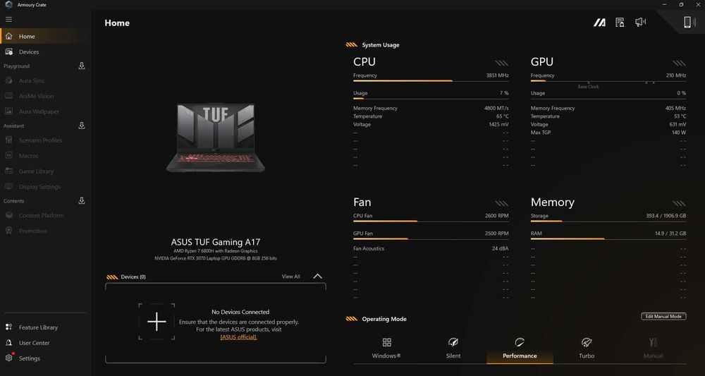 Геймърски лаптоп Asus Tuf Gaming A17 2022 RTX 3070 Ryzen 7 6800H