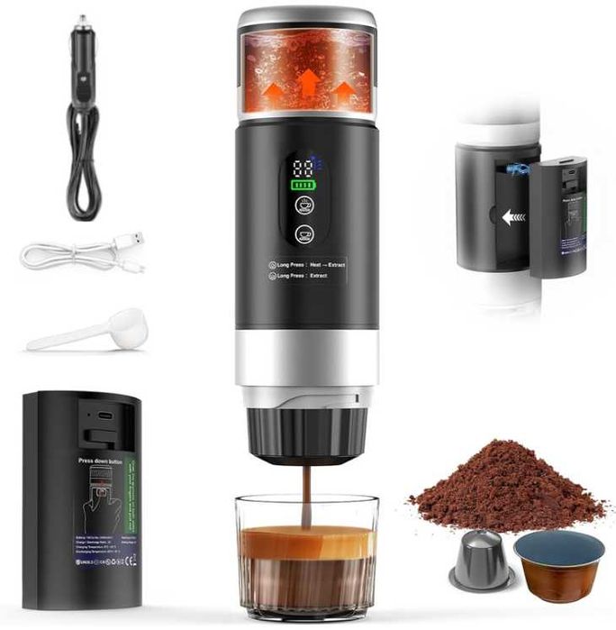 Espressor portabil 3in 1 cu baterie - incalzire automata