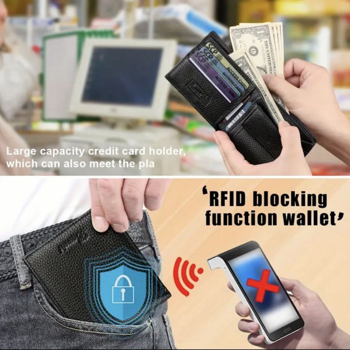 Елегантни с RFID*защита•Удобни мъжки портфейли с две лица/Естест. кожа