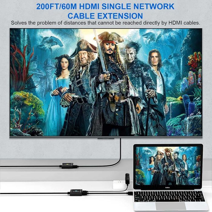 HDMI Extender Ozvavzk 60m, Ethernet Cat5e 6 7