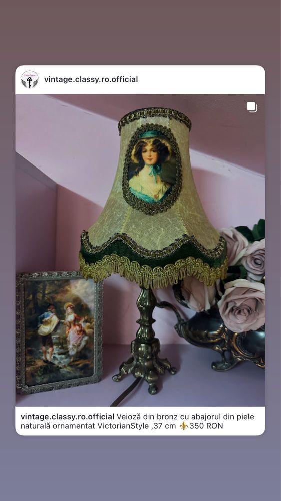 Lampadar din bronz si tapiserie