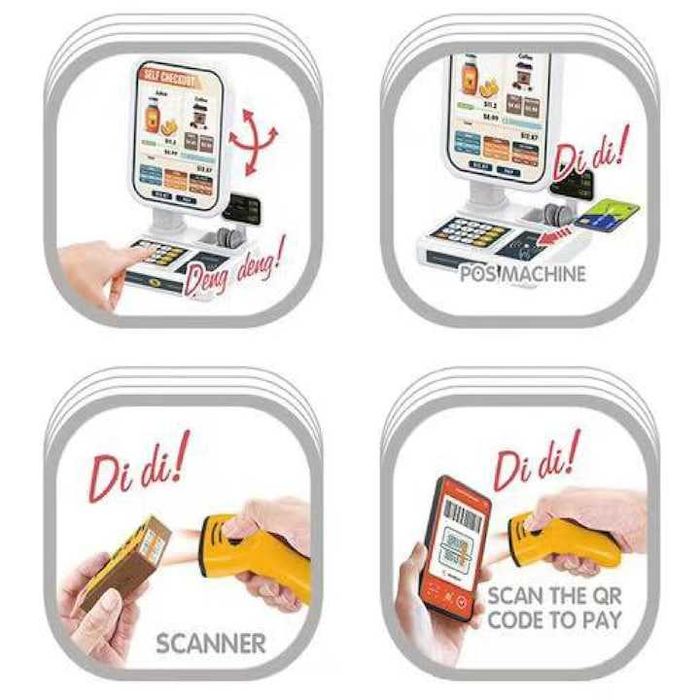 Детски супермаркет със скенер и касов апарат, магазин