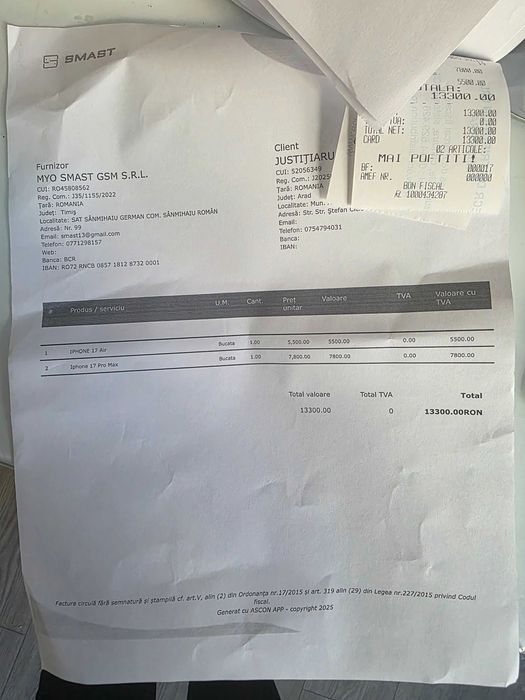 Iphone 17 air nou nout factura si garantie