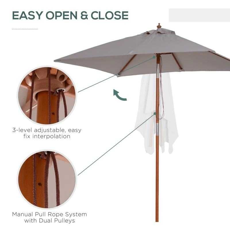 Outsunny 2m x 1,5m градински чадър-чадър с накланящ се сенник