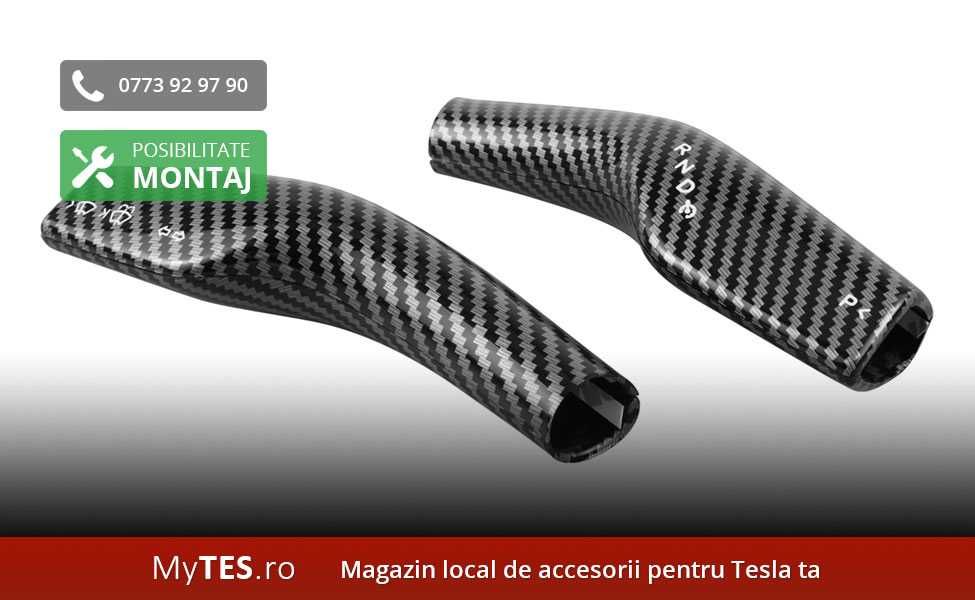 Ornamente manete volan textura fibra carbon - Tesla Model 3 / Y