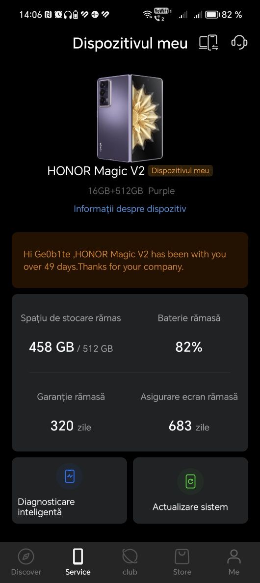 Honor Magic V2, Dual SIM, 16GB RAM, 512GB, 5G, Purple / Garantie 2 ani