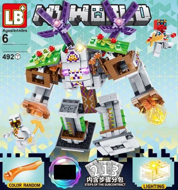 Minecraft трансформър LED СВЕТЕЩ конструктор Майнкрафт 492 части