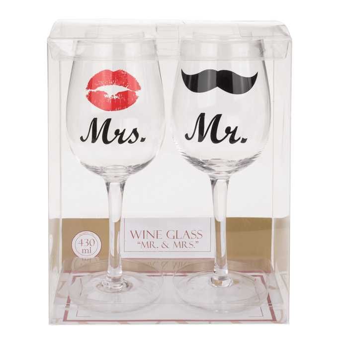 Комплект чаши за вино Mr и Mrs
