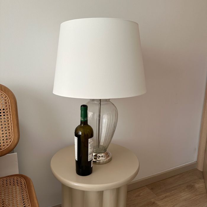Veioza din sticla cu abajur textil