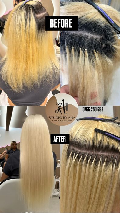 Aplic extensii din par natural , microring ,tape on