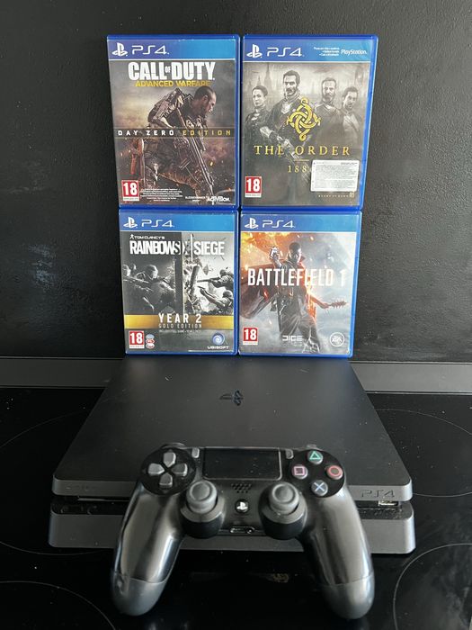 PS4 Slim 1Tb + 4 jocuri + 1 maneta in Stare Perfecta