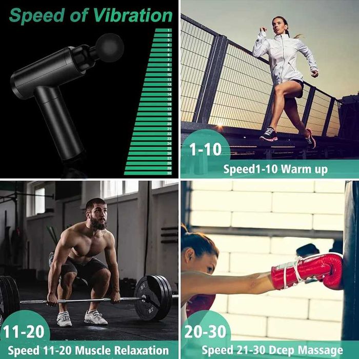 Масажен пистолет с 10 глави, масажор за спортисти за цяло тяло