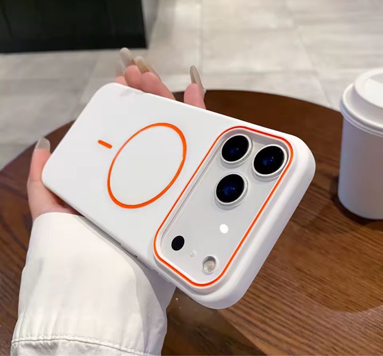 Iphone 17 17 PRO 17 AIR 17 PRO MAX Husa Silicon Magsafe Orange Cercle