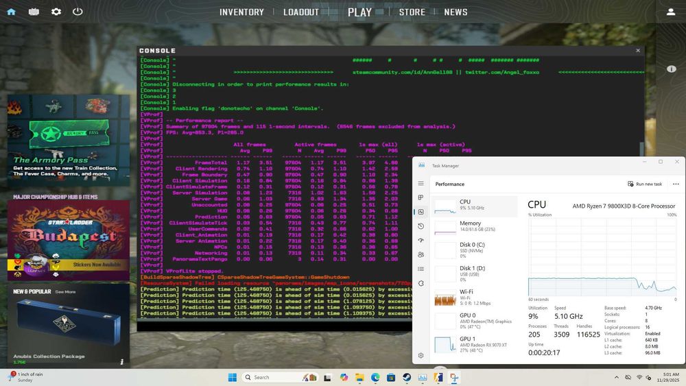 PC Gaming Ryzen 7 9800X3D RX 9070 XT 64GB DDR5