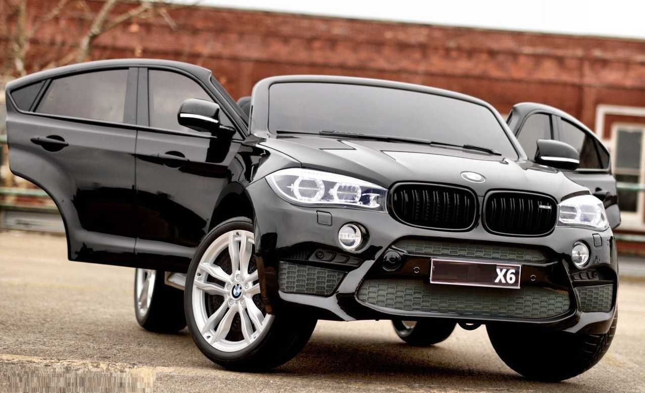 Двуместен джип Лицензиран BMW X6M 12V C MP3 с меки гуми за 2 деца