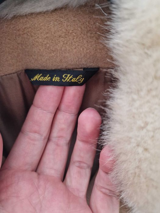 Palton damă din Cașmir cu blană naturala – mărimea XXL impecabil