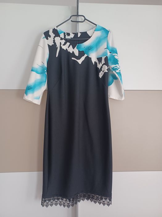 Rochie elegantă negru cu albastru