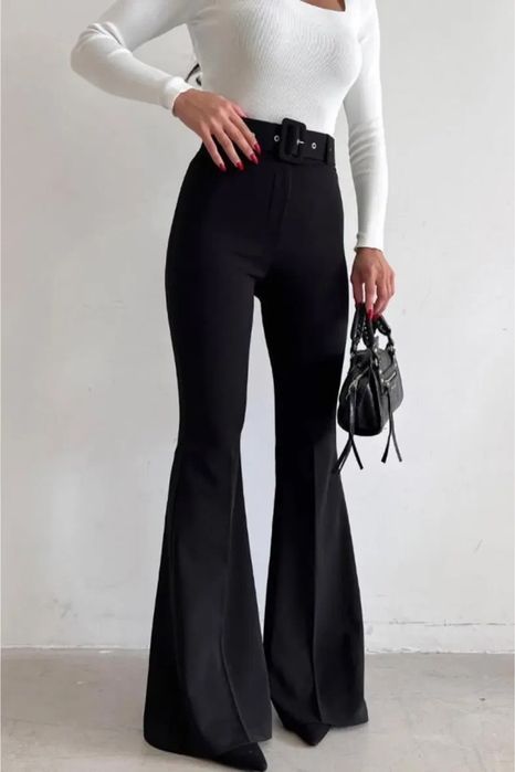 Черные брюки клеш женские