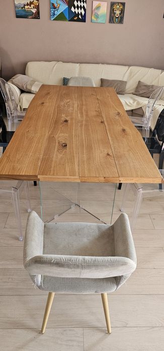 Masa stejar masiv si scaune - 8 persoane