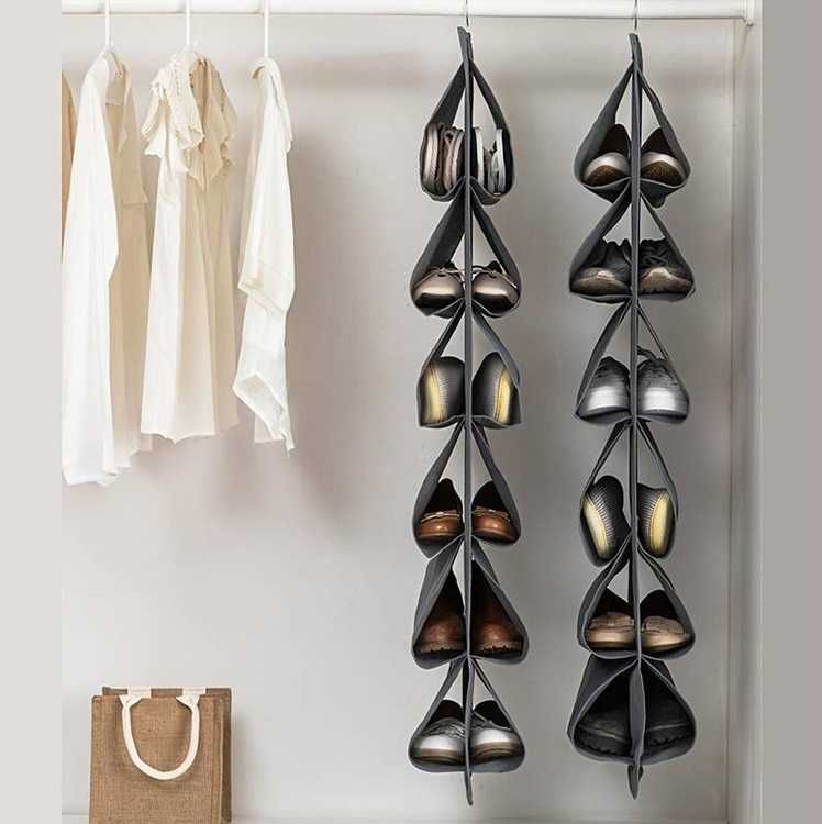 Вертикален органайзер за обувки със закачалка за гардероб и врата