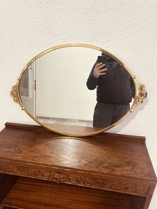 Шведско Mid-Century огледало, метална рамка