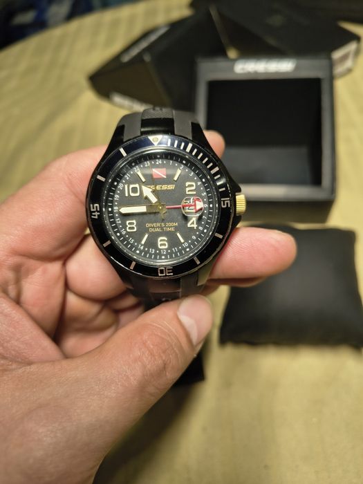 Cressi Traveller Dual Time Черен 10 ATM професионален подводен часовни