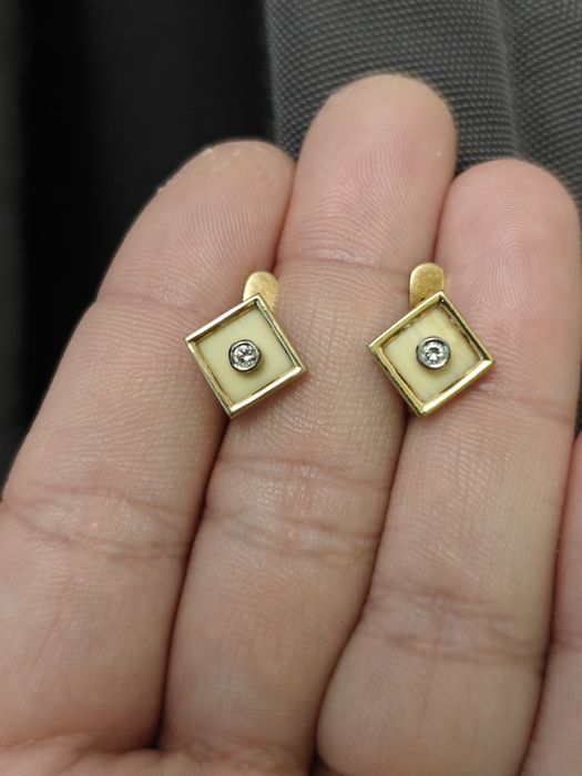 Cercei aur vechi 18k diamante