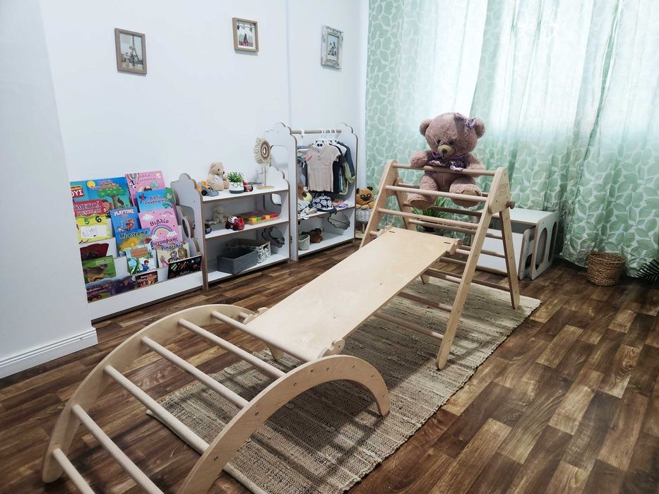 Triunghi Pikler + rampa+semcerc+perna. Montessorii Pickler catarare