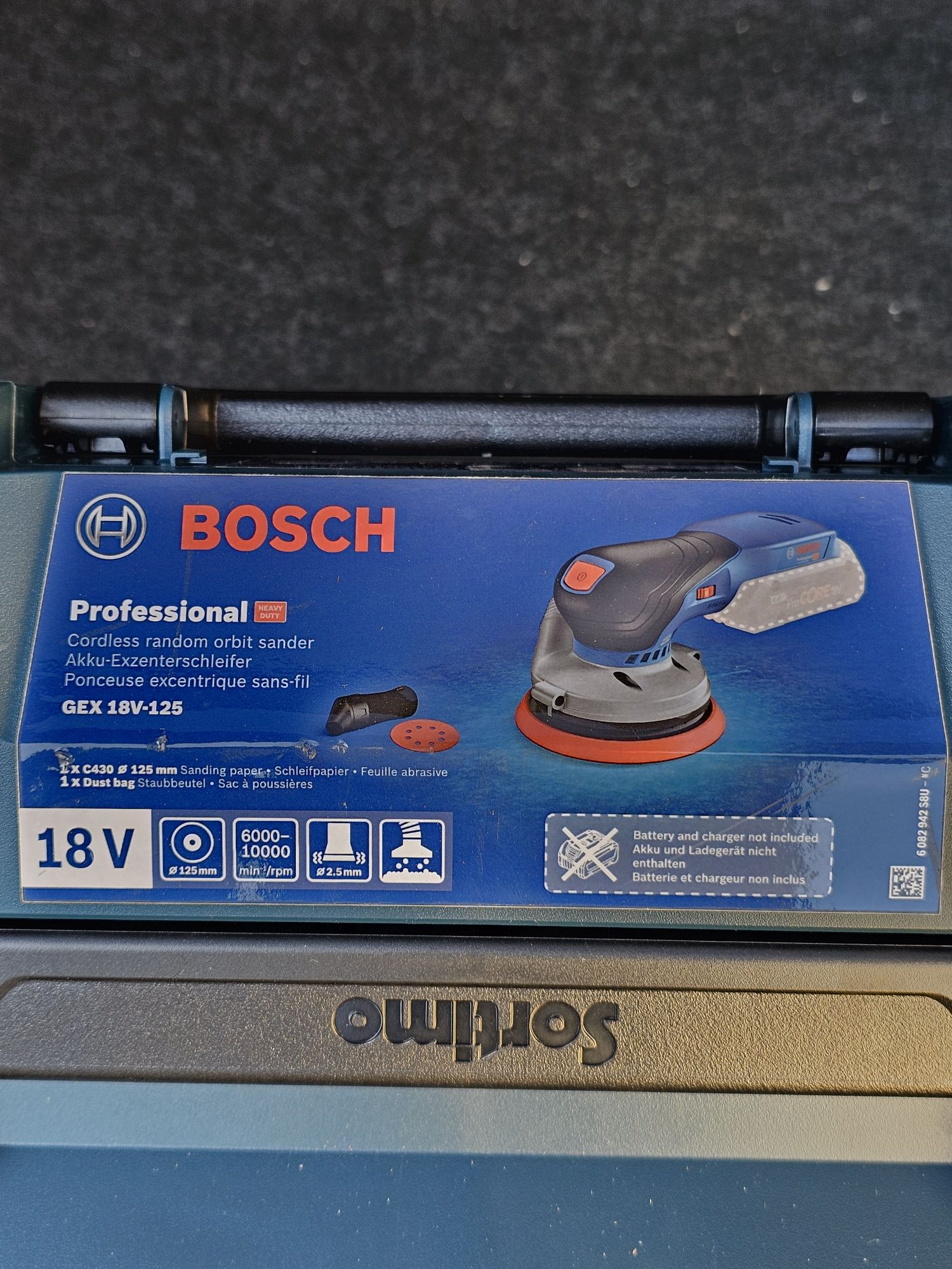 Slefuitor cu excentric compatibil cu acumulator Bosch GEX 18V-125