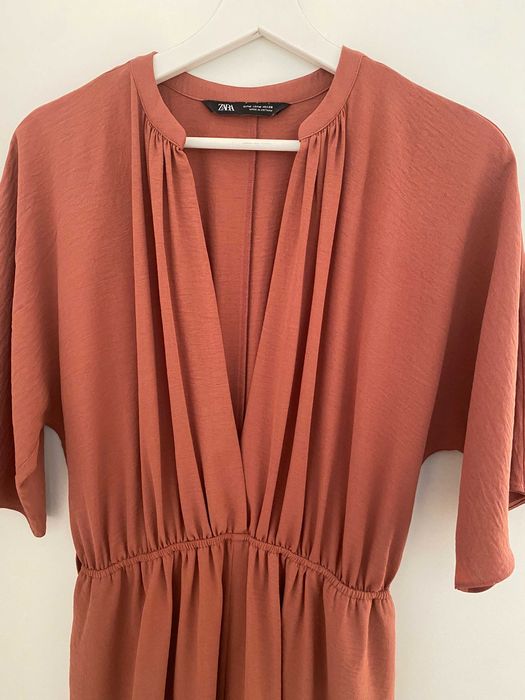 Salopeta Lunga/Combinezon larg, Zara, Roz, marimea M, maneca scurta