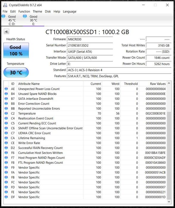 SSD Crucial BX500, 1TB, 2.5" sata 3