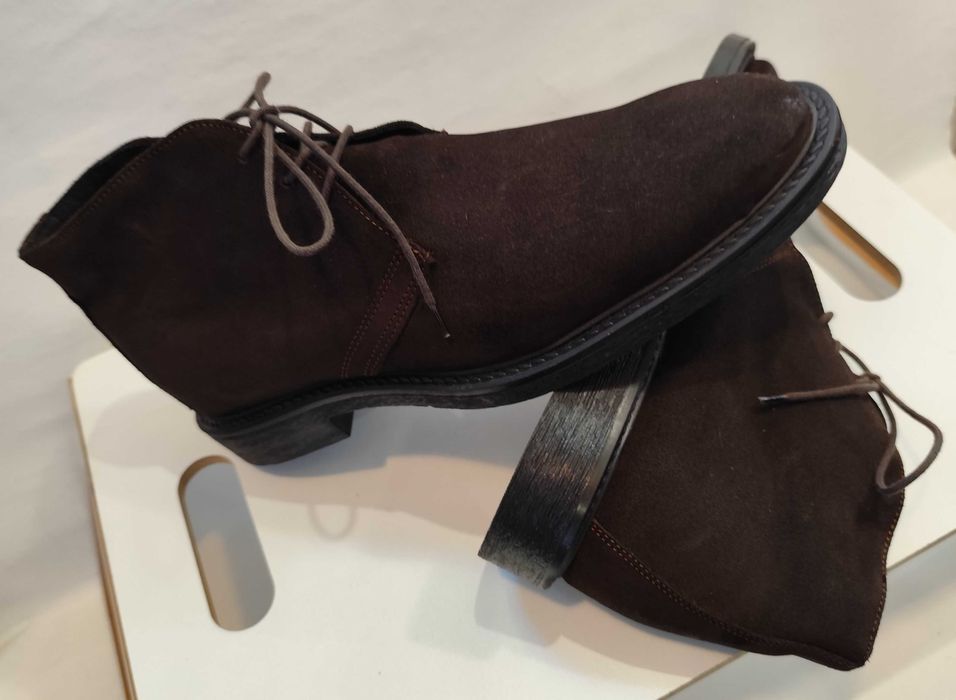 Ghete lace up 44 Old Signature NOI piele naturala moale suede maro