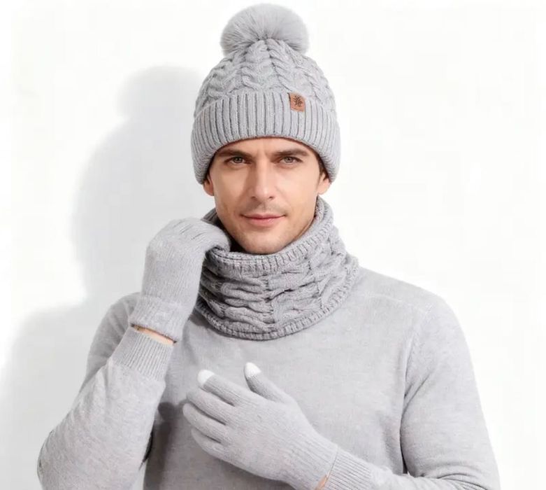 „Топъл зимен комплект – Шапка + Ръкавици с touch-screen (унисекс)“