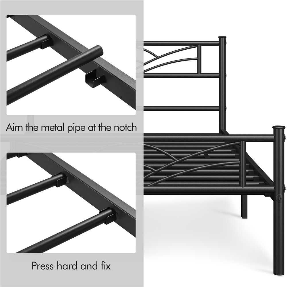 Cadru Pat Metalic Modern Single 90x200 cm |YT 615079 Black(90x200cm)