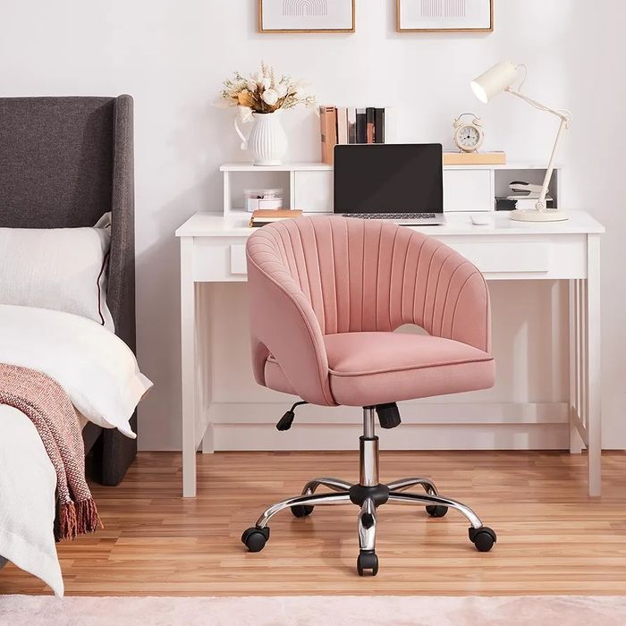 NOU Scaun birou catifea, roz