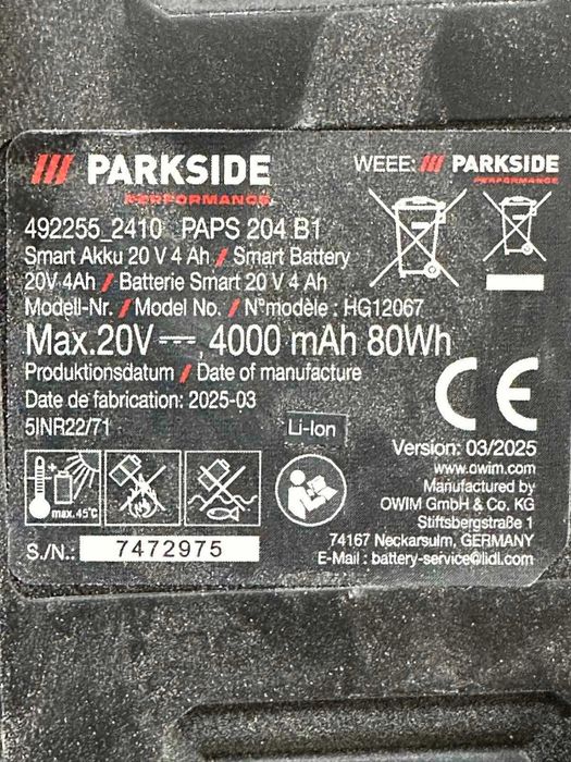 Безчетков винтоверт Parkside Performance PABSP C4