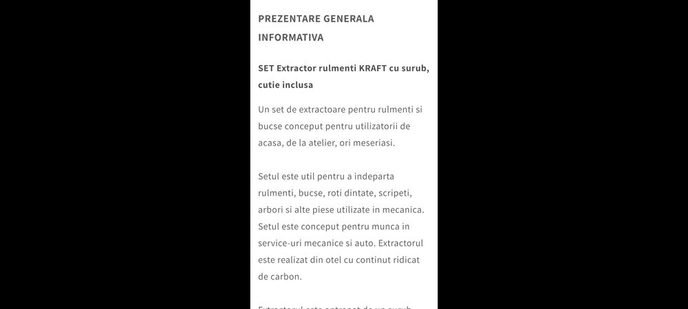 Set extractor KRAFT rulmenți si bucșe și bucse